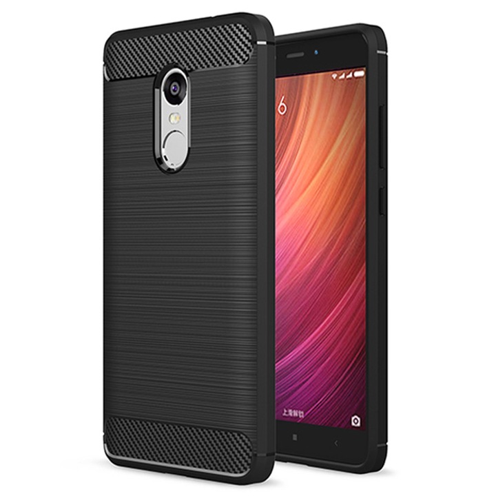 Karbon szilikon hátlap Xiaomi Redmi Note 4X / Note 4 (Snapdragon / MediaTek) telefonhoz, fekete