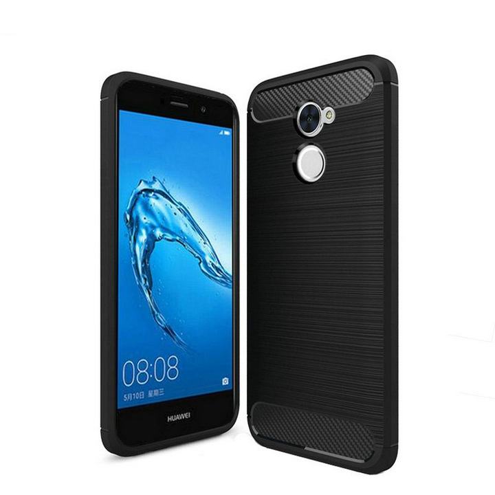 Rugalmas karbon szilikon tok Huawei Y7 Prime / Enjoy 7 Plus telefonhoz, fekete