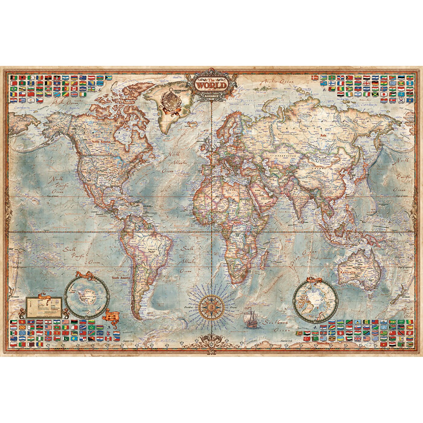 Puzzle mini Educa - Ancient World Map, 1000 piese, include lipici puzzle (16764)