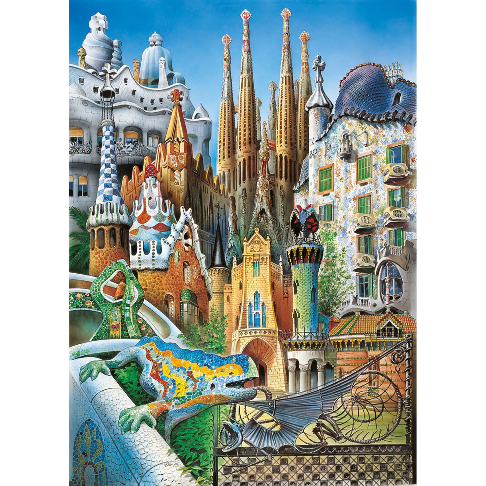 Puzzle mini Educa - Antoni Gaudi: Collage, 1000 piese, include lipici puzzle (11874)