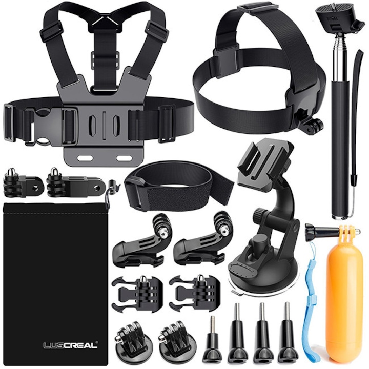 Аксесоари 19 в 1 за GoPro, Action Camera Accessories Kit for Go Pro Hero 6 5 4 3 2 1 Hero Session 5 Black AKASO EK7000 Apeman and More by LUSCREAL