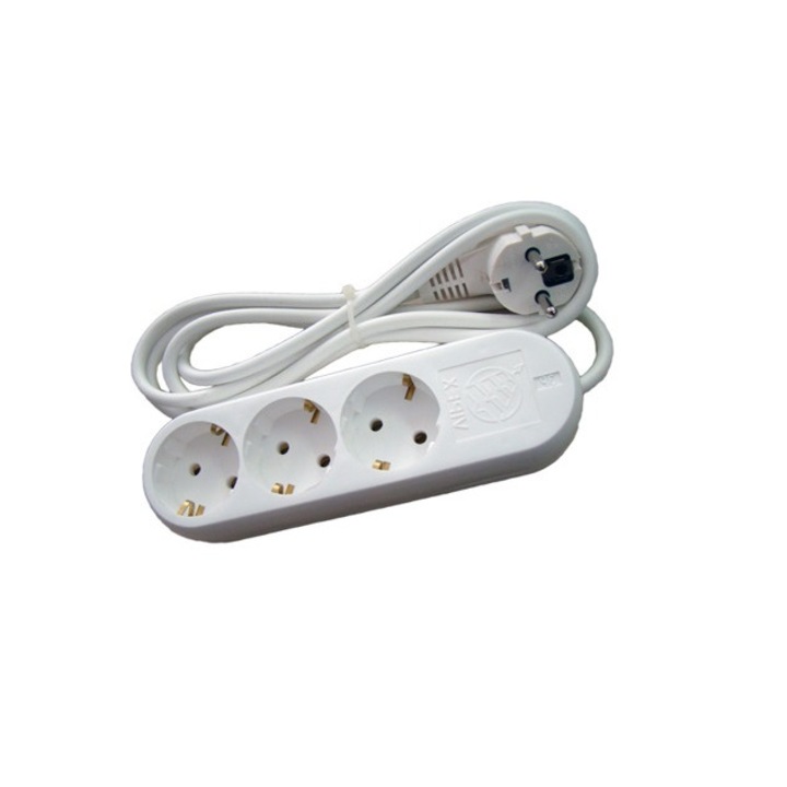 Prelungitor Vipex, 3 prize, 7m, H05VV-F 3G1.5, Alb