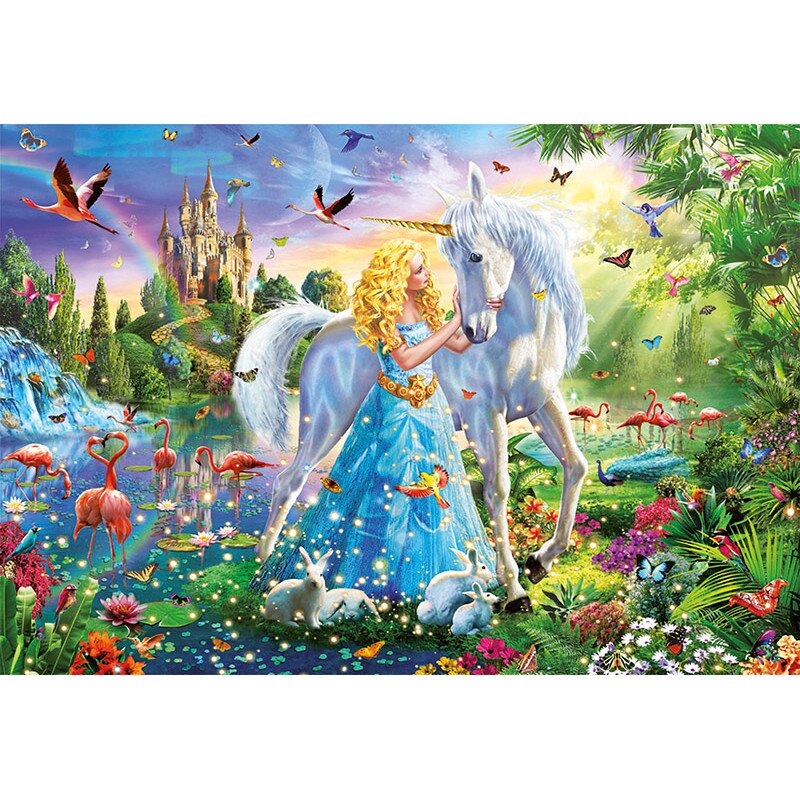 Puzzle Educa - The princess and the unicorn, 1000 piese, include lipici puzzle (17654)