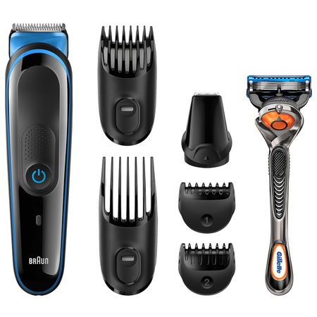 Kit de ingrijire multifunctional Braun MGK3045, 7-in-1, 4 piepteni, 13 lungimi, Negru + Gillette ProGlide FlexBall inclus