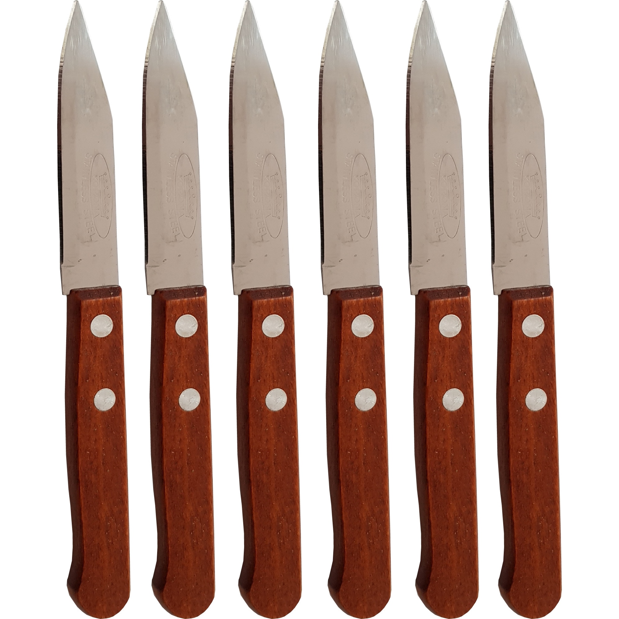 Set 6 cutite decojit cu maner lemn, 7,5cm, inox