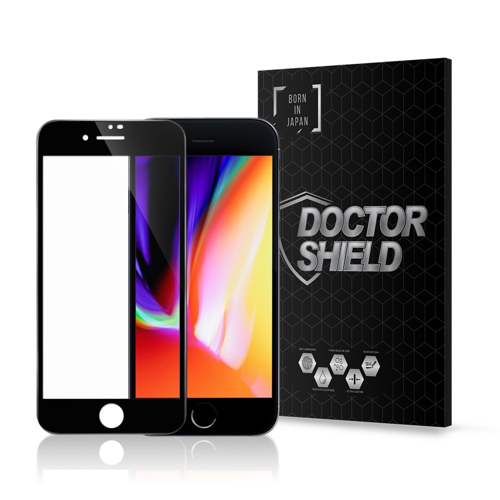Folie Sticla Dr.Shield, Apple iPhone 8, Protectie Profesionala Ecran 3D, Full Cover- Negru