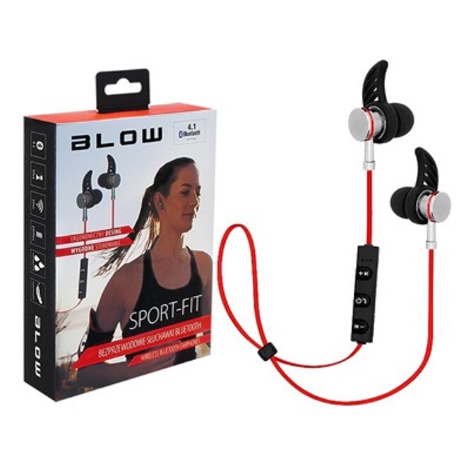 Casti Bluetooth 4.1, Blow 32-777, Sport-Fit, Negru/Rosu
