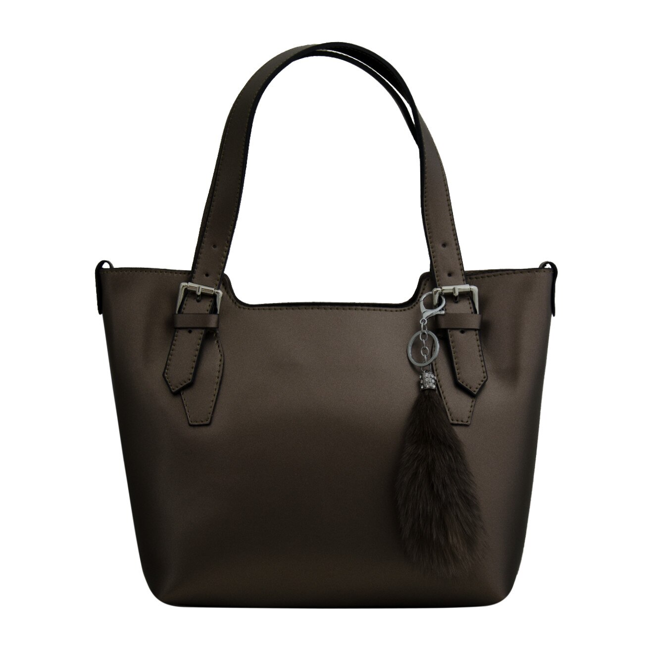 Geanta de dama din piele naturala, Adelina 3, bronz
