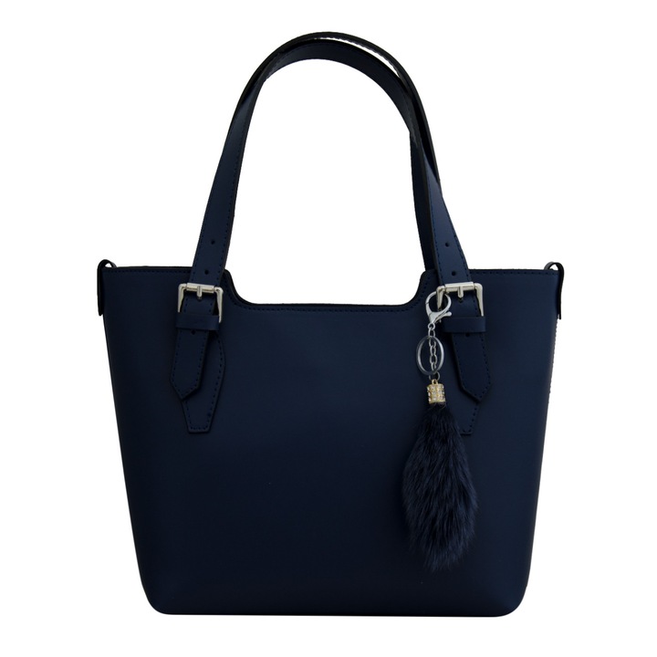 Geanta de dama din piele naturala, Adelina 3 Albastru