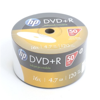 DVD+R, 4.7Gb, 16X , Printabile , HP, set 50 buc- HPP1650+ DVD+R, 4.7Gb, 16X , Printabile , HP, set 50 buc- HPP1650+