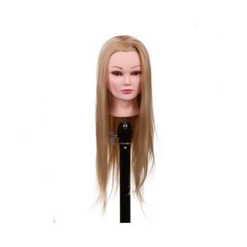 Cap de manechin pentru coafat cu par blond - 50cm Cap de manechin pentru coafat cu par blond - 50cm