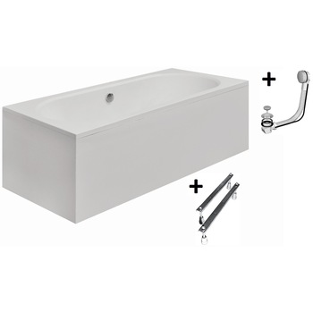 Pachet Complet Cada Acril 160x75 - Masca Frontala, Masca Laterala, Cadru Metalic, Sifon Evacuare Automat si Cada de Baie Besco Vitae 160x75 Pachet Complet Cada Acril 160x75 - Masca Frontala, Masca Laterala, Cadru Metalic, Sifon Evacuare Automat si Cada de Baie Besco Vitae 160x75