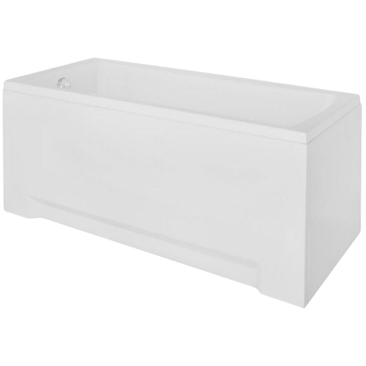 Pachet complet cada acril Besco Optima 140x70 - Masca Frontala, Masca Laterala, Cadru Metalic, Sifon Evacuare Automat si Cada de Baie