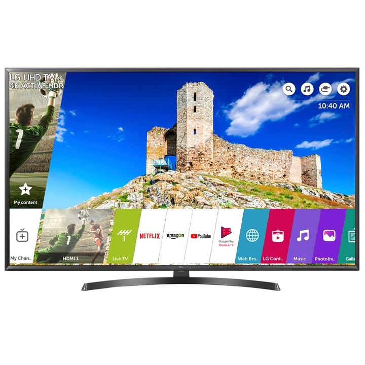 Televizor LED Smart LG, 108 cm, 43UK6470PLC, 4K Ultra HD, Clasa A