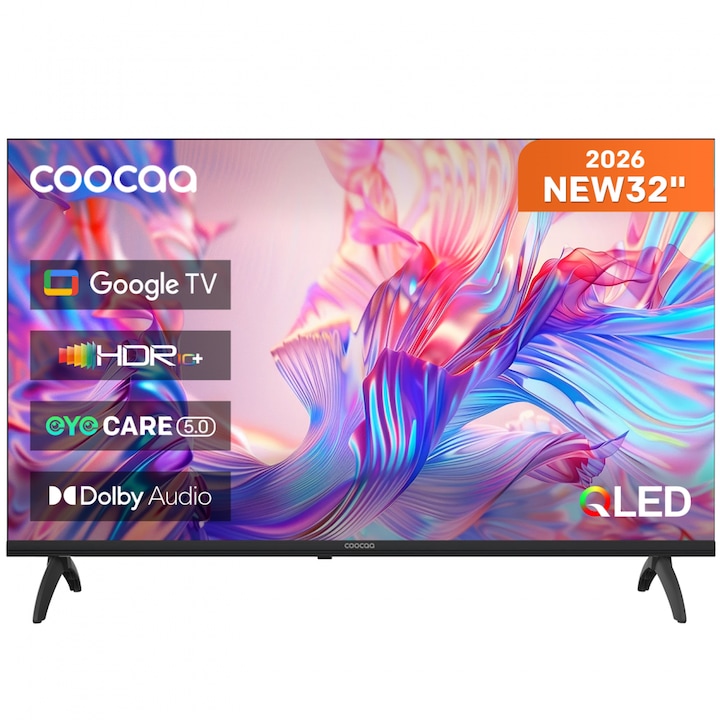 Televizor QLED Coocaa 80 cm 32" 32CGQH40Z, HD Ready, Smart TV, WiFi, CI