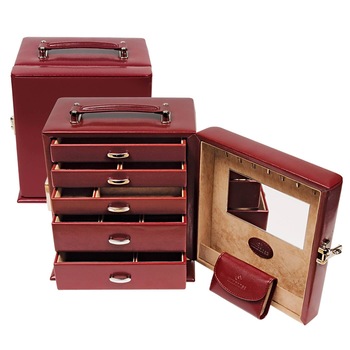 Caseta bijuterii Ada, din piele ecologica, de culoare bordo, Windrose Caseta bijuterii Ada, din piele ecologica, de culoare bordo, Windrose