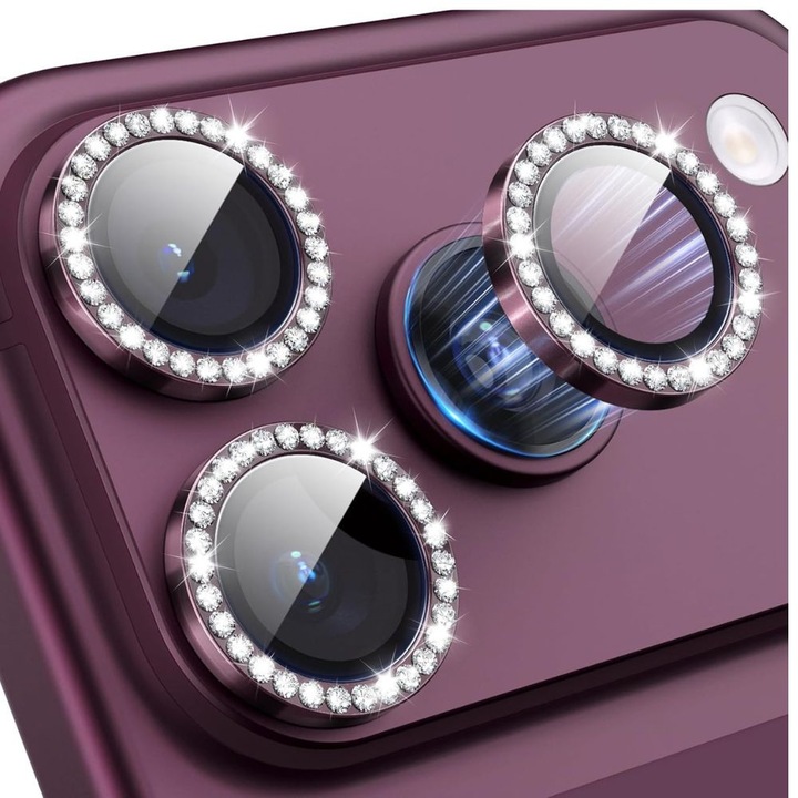 Folie protectie camera, AF+AR, G-Tech sticla securizata, compatibil cu Apple iPhone 18 Pro / 18 Pro Max, Full Cover, Anti Fog, Ultra Rezistenta, High Definition, Diamond Burgundy
