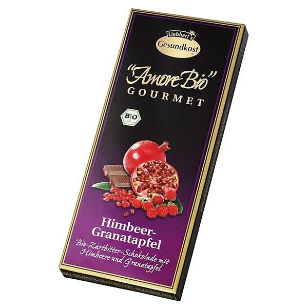 Ciocolata Bio Amaruie cu Zmeura si Rodie 55% Cacao Liebhart's 100gr