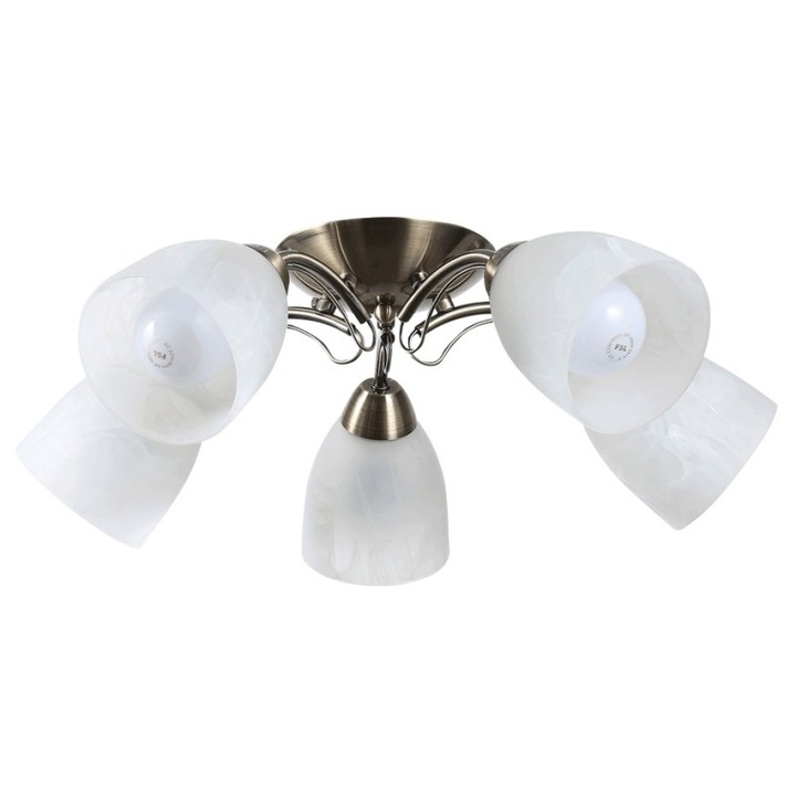 Lustra Interior Erste Orleans 5x60W Max E27 EL0034036 Culoare Alama si Alb