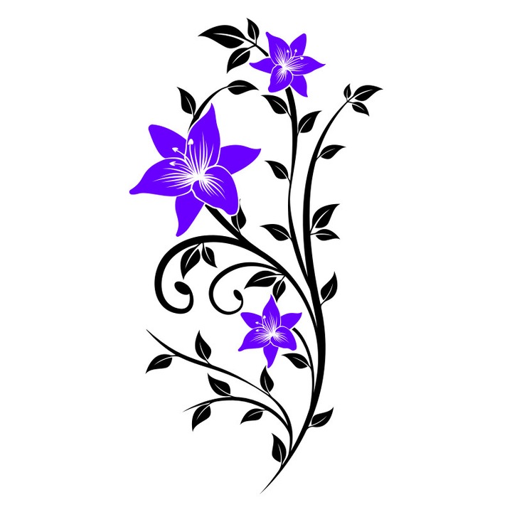 Sticker Decorativ - SMAER - Floral Passion - 60cm x 30cm - Negru&Violet