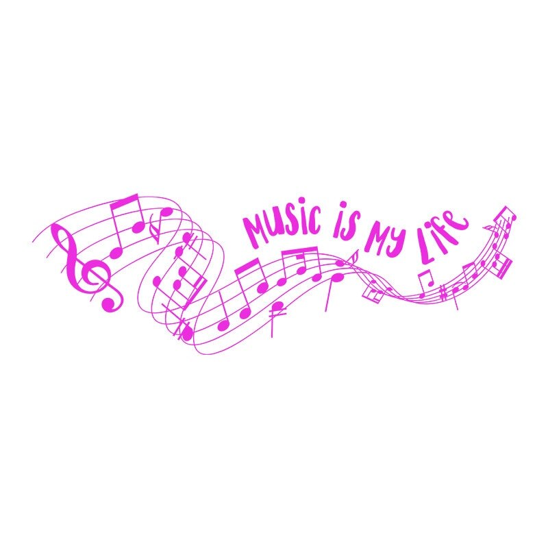 Sticker Decorativ - SMAER - Music is My Life - 60cm x 20cm - Roz