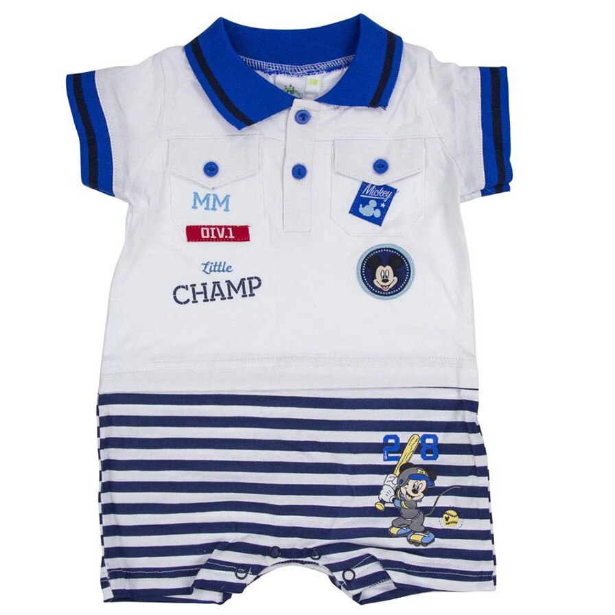 Salopeta vara, bluemarin cu alb, Mickey-3luni (60cm)