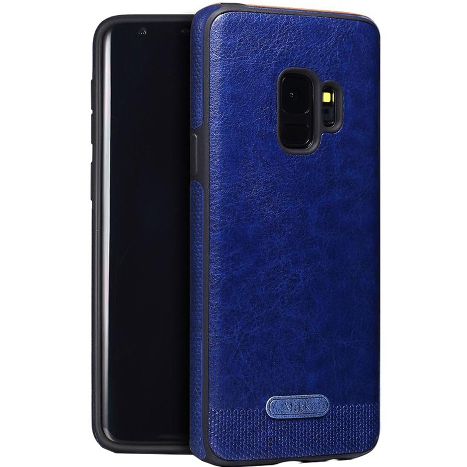 Husa de protectie Leather Mikki Business pentru Samsung Galaxy S9 Plus, Blue