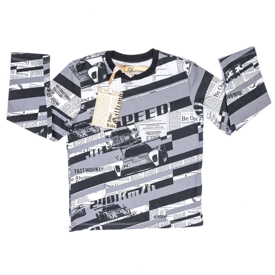 Bluza cu maneca lunga, imprimeu masina, John Galliano 5-6 ani