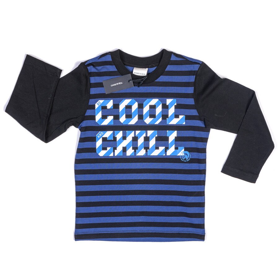 Bluza cu dungi negre si albastre, Diesel,baieti, 4 ani