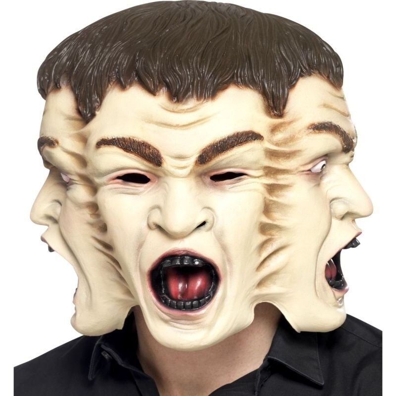 Masca Zombie cu 3 Capete, marime universala, latex, bej