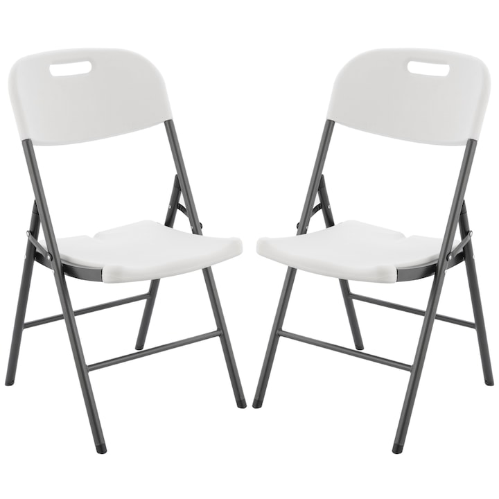 Комплект 2 стола Kring Banquette, Сгъваем, Пластмасов, Бял, 53x46x87 см