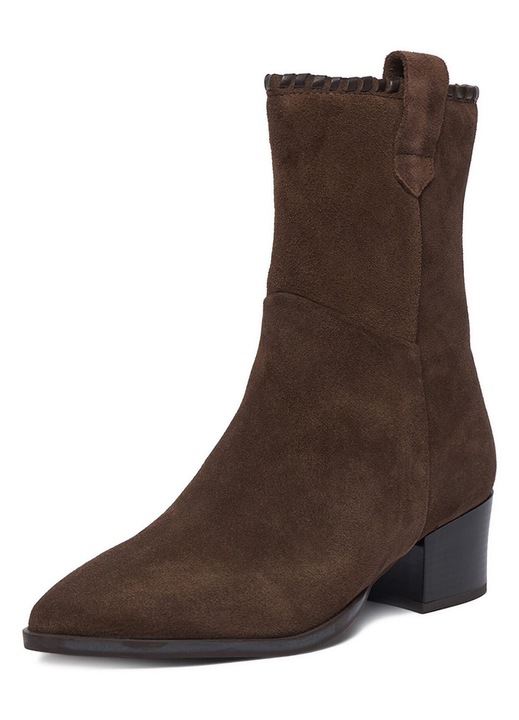 Botine dama Lasocki maro piele intoarsa cu toc
