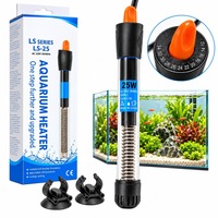 Mini incalzitor acvariu 25W, aparat de incalzit apa pentru acvariu pana la 30 L, termostat reglabil 12-34°C, submersibil, indicator luminos, 2 ventuze