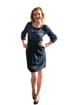 Rochie casual cu maneci trei-sferturi, D&J Exclusive, Albastru marin, 42 Rochie casual cu maneci trei-sferturi, D&J Exclusive, Albastru marin, 42