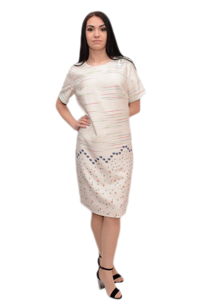 Rochie casual usor cambrata cu imprimeu, de vara, D&J Exclusive, Multicolor