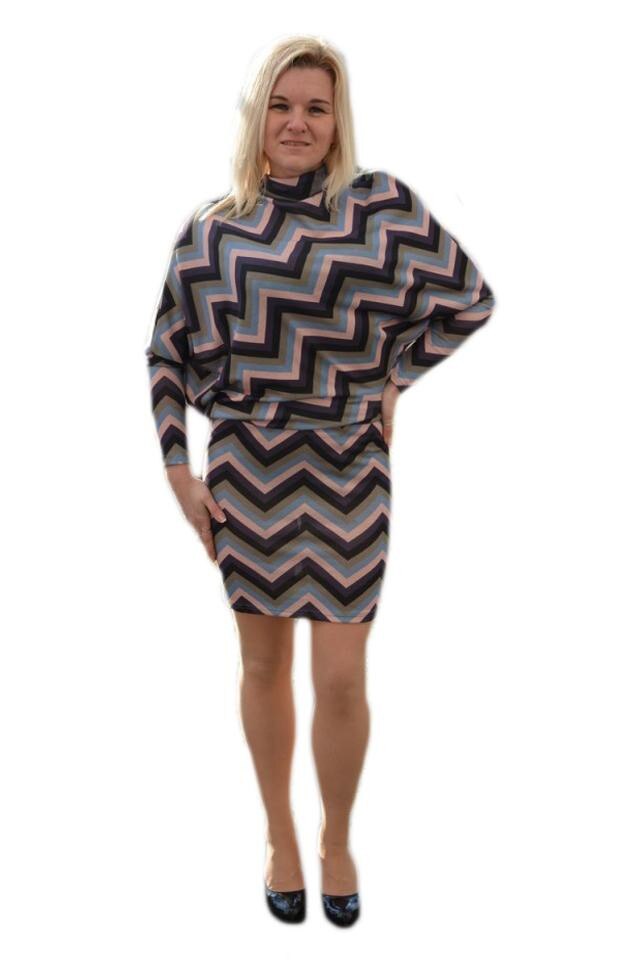 Rochie rafinata cu design de dungi multicolore, D&J Exclusive, Mov