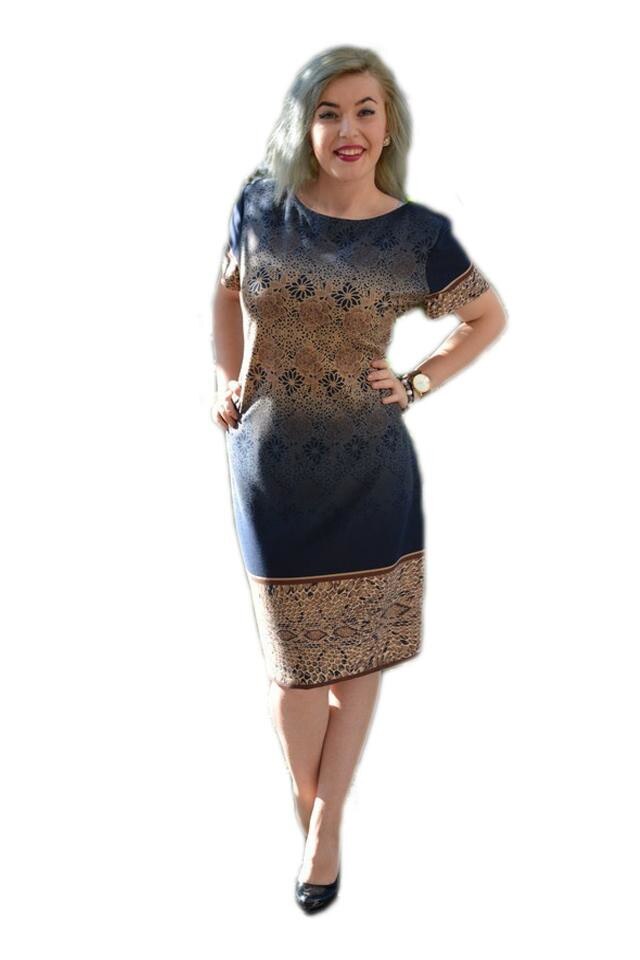 Rochie tinereasca, model animal-print, D&J Exclusive, Albastru marin