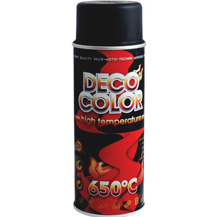 Spray vopsea temperatura negru 400 ml, Deco Color