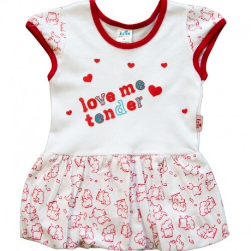 Rochita copii bumbac Iris alb rosu 9-12 luni