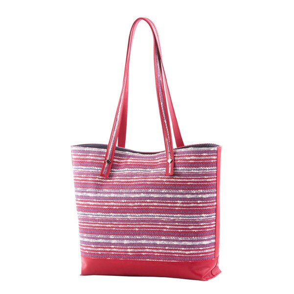 Geanta piele naturala si material Altamura rosu