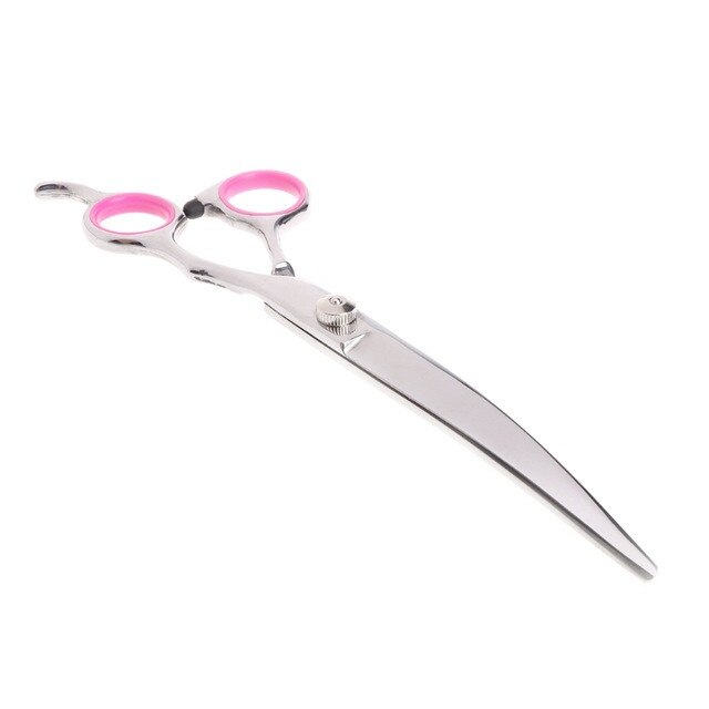 Foarfeca Profesionla Tuns Curbata Cosmetica Animale - Caini, Pisici - 8 Inch S Pink DOWN