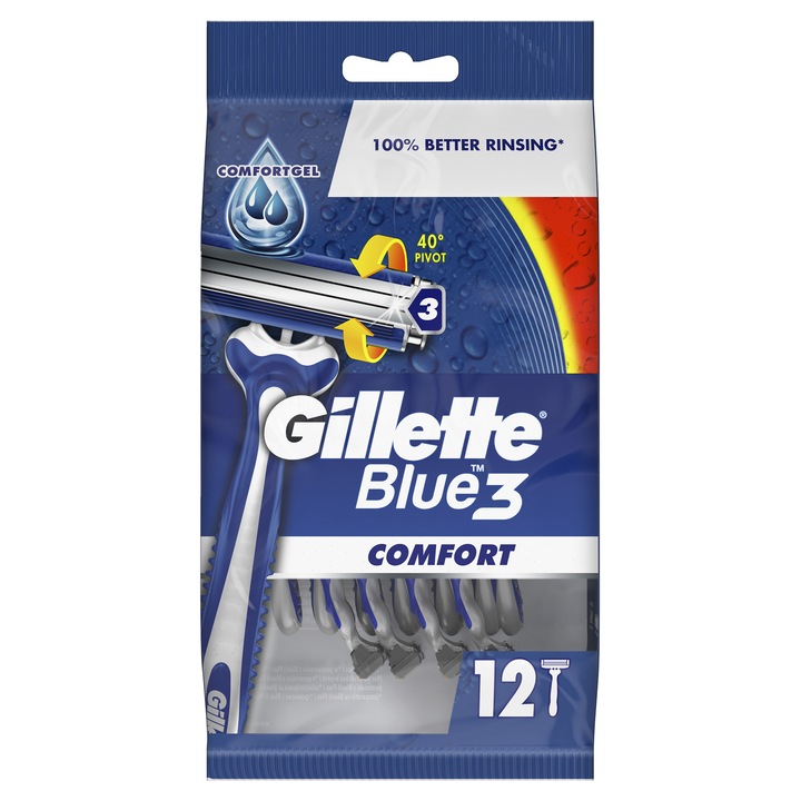 Самобръсначка Gillette Blue 3, За еднократна употреба, 12 броя