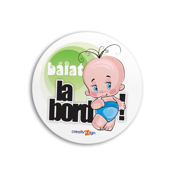 Creative Sign B0102 autós tábla, baba a fedélzeten román felirat, merev pvc, tapadókorongos rögzítés, 15 cm