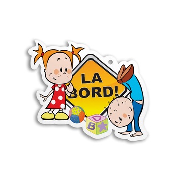 Semn auto Copii la bord pvc cu ventuza 15cm B0108 Semn auto Copii la bord pvc cu ventuza 15cm B0108