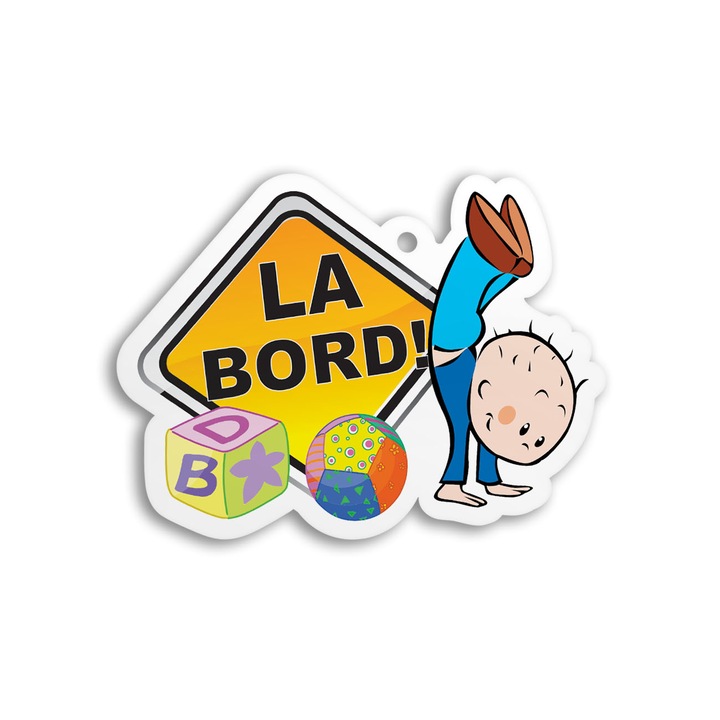 Creative Sign B0124 autó jelzőtábla, fiú a fedélzeten román felirat, pvc, tapadókoronggal, 15cm