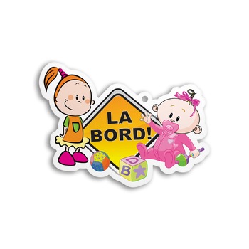 Semn auto Copii la bord pvc cu ventuza 15cm B0109 Semn auto Copii la bord pvc cu ventuza 15cm B0109