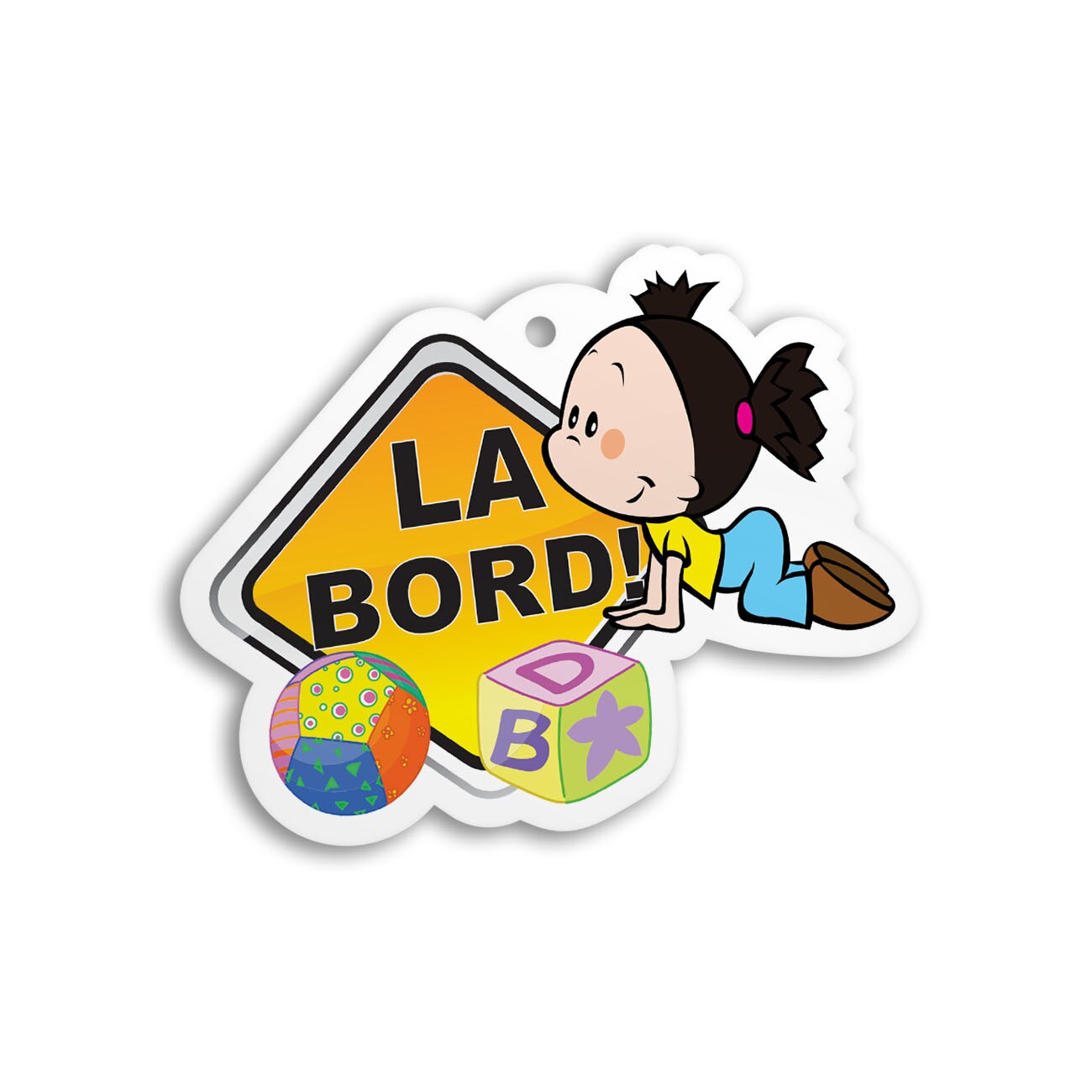 Semn auto Fetita la bord pvc cu ventuza 15cm B0120