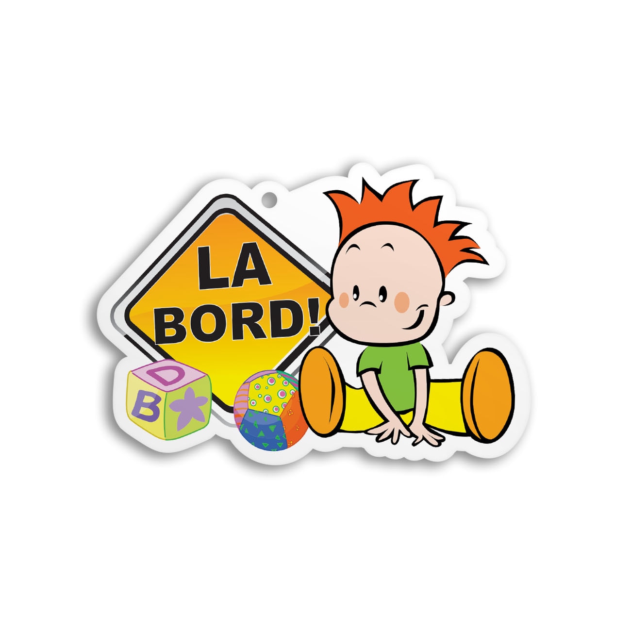 Semn auto Baiat la bord pvc cu ventuza 15cm B0118