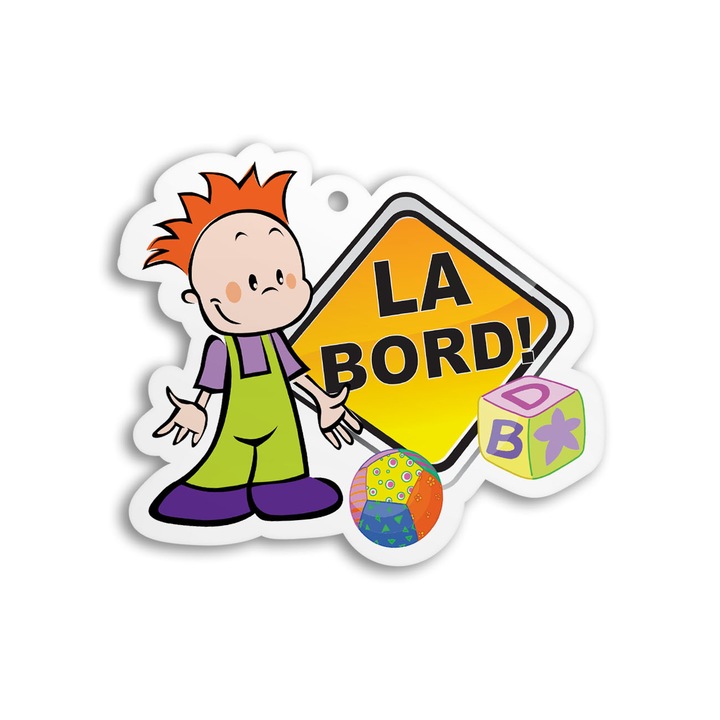 Semn auto Baiat la bord pvc cu ventuza 15cm B0119