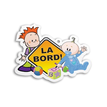 Semn auto Copii la bord pvc cu ventuza 15cm B0114 Semn auto Copii la bord pvc cu ventuza 15cm B0114